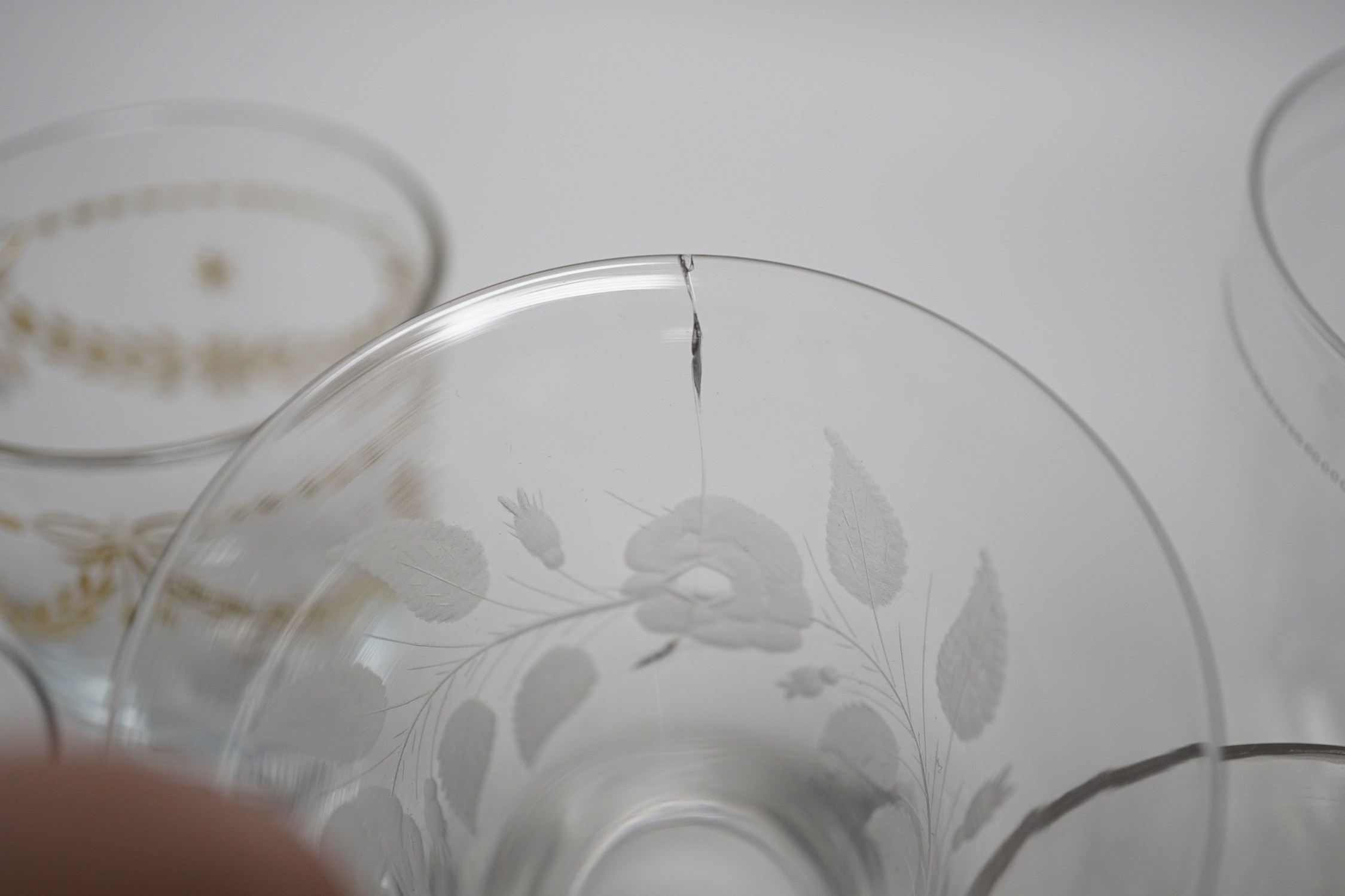 A quantity of 18th century and later glasses, tallest 18cms high